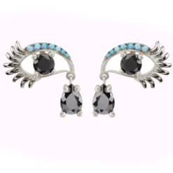 Latelita Eye Of Horus Earrings Blue Silver Oxidised