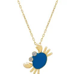 Latelita Feeling Crabby Turquoise Enamel Necklace Gold