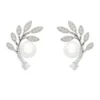 Latelita Fern Leaf & Pearl Earrings Silver