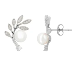 Latelita Fern Leaf & Pearl Earrings Silver -Cheap Gemiracle Store fern leaf pearl earrings silver 802530