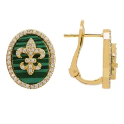 Latelita Fleur De Lys Oval Malachite Earrings Gold -Cheap Gemiracle Store fleur de lys oval malachite earrings gold 693459