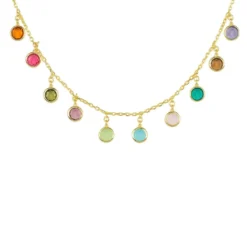 Latelita Florence Multi Coloured Gemstone Necklace Gold