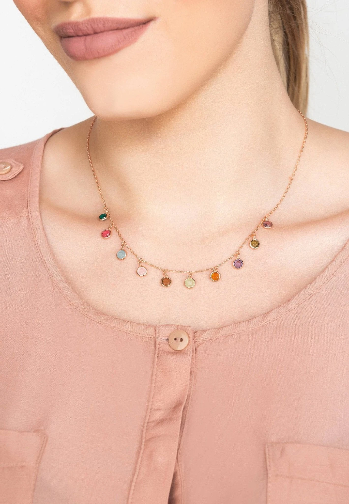 Latelita Florence Multi Coloured Gemstone Necklace Rosegold 4 Latelita Florence Multi Coloured Gemstone Necklace Rosegold - Image 4