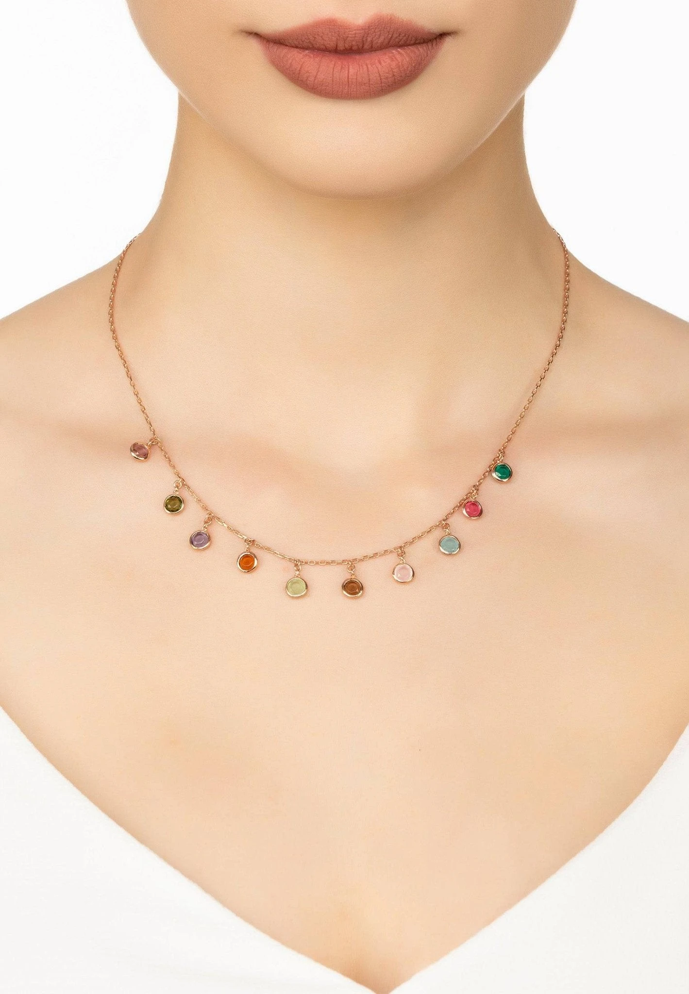 Latelita Florence Multi Coloured Gemstone Necklace Rosegold 2 Latelita Florence Multi Coloured Gemstone Necklace Rosegold - Image 2