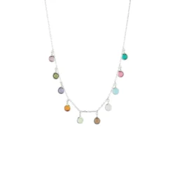 Latelita Florence Multi Coloured Gemstone Necklace Silver
