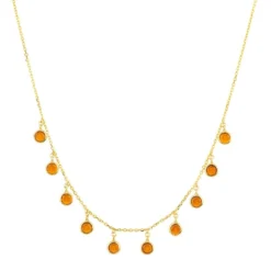 Latelita Florence Round Gemstone Necklace Gold Citrine