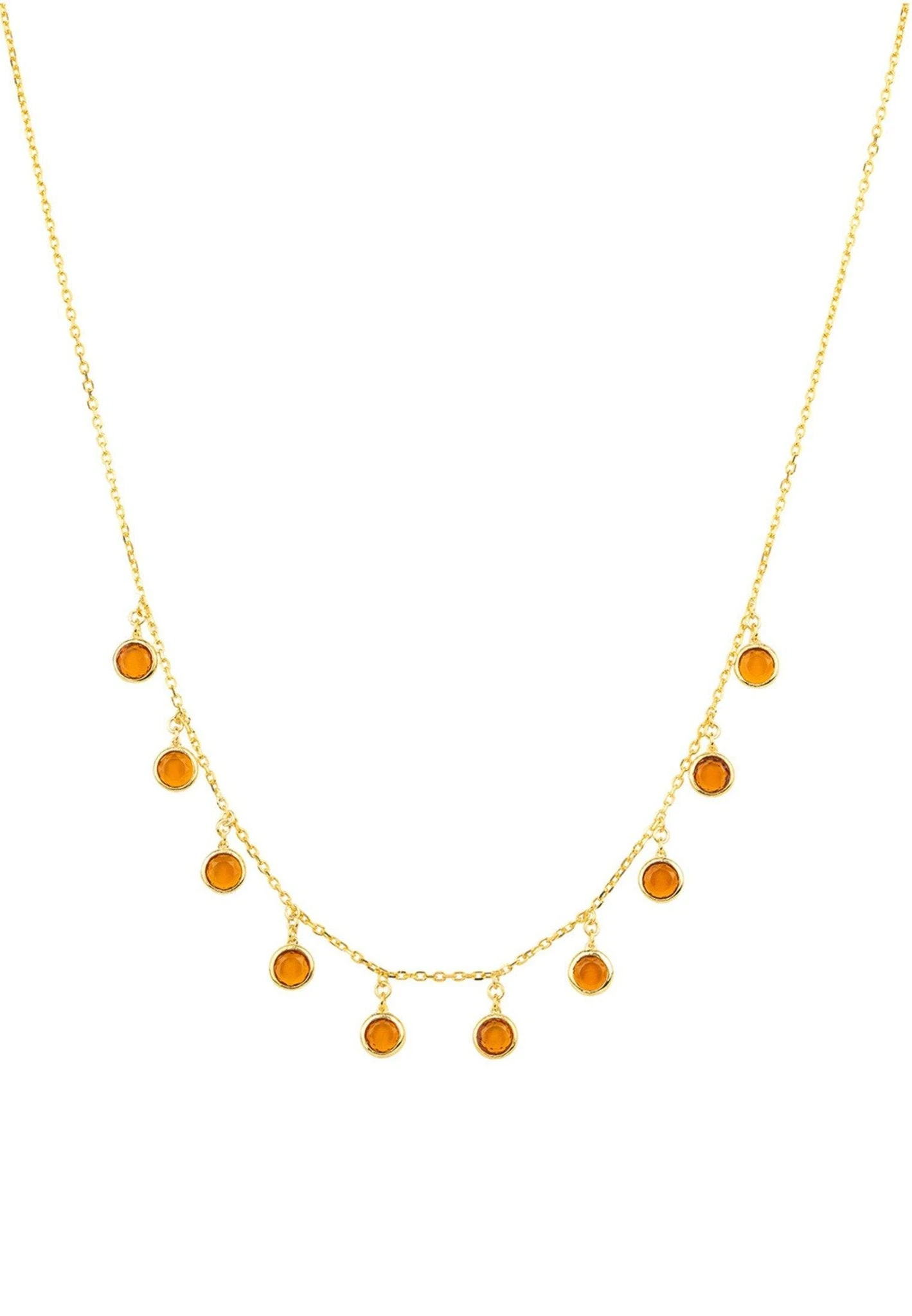 Latelita Florence Round Gemstone Necklace Gold Citrine