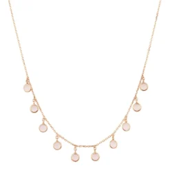 Latelita Florence Round Gemstone Necklace Rosegold Rose Quartz