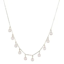 Latelita Florence Round Gemstone Necklace Silver Rose Quartz