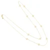 Latelita Flower Clover Long Chain White Quartz Necklace Gold