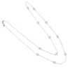 Latelita Flower Clover Long Chain White Quartz Necklace Silver