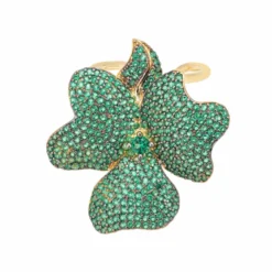 Latelita Flower Cocktail Ring Gold Emerald Green -Cheap Gemiracle Store flower cocktail ring gold emerald green 690983
