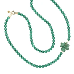 Latelita Flower Malachite Green Gemstone Long Necklace Gold -Cheap Gemiracle Store flower emerald gemstone long necklace gold 358496