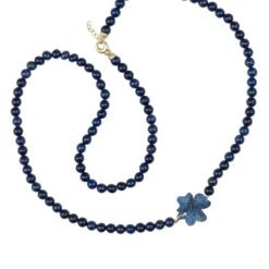 Latelita Flower Lapis Lazuli Gemstone Long Necklace Gold -Cheap Gemiracle Store flower lapis lazuli gemstone long necklace gold 274571
