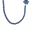 Latelita Flower Lapis Lazuli Gemstone Long Necklace Gold