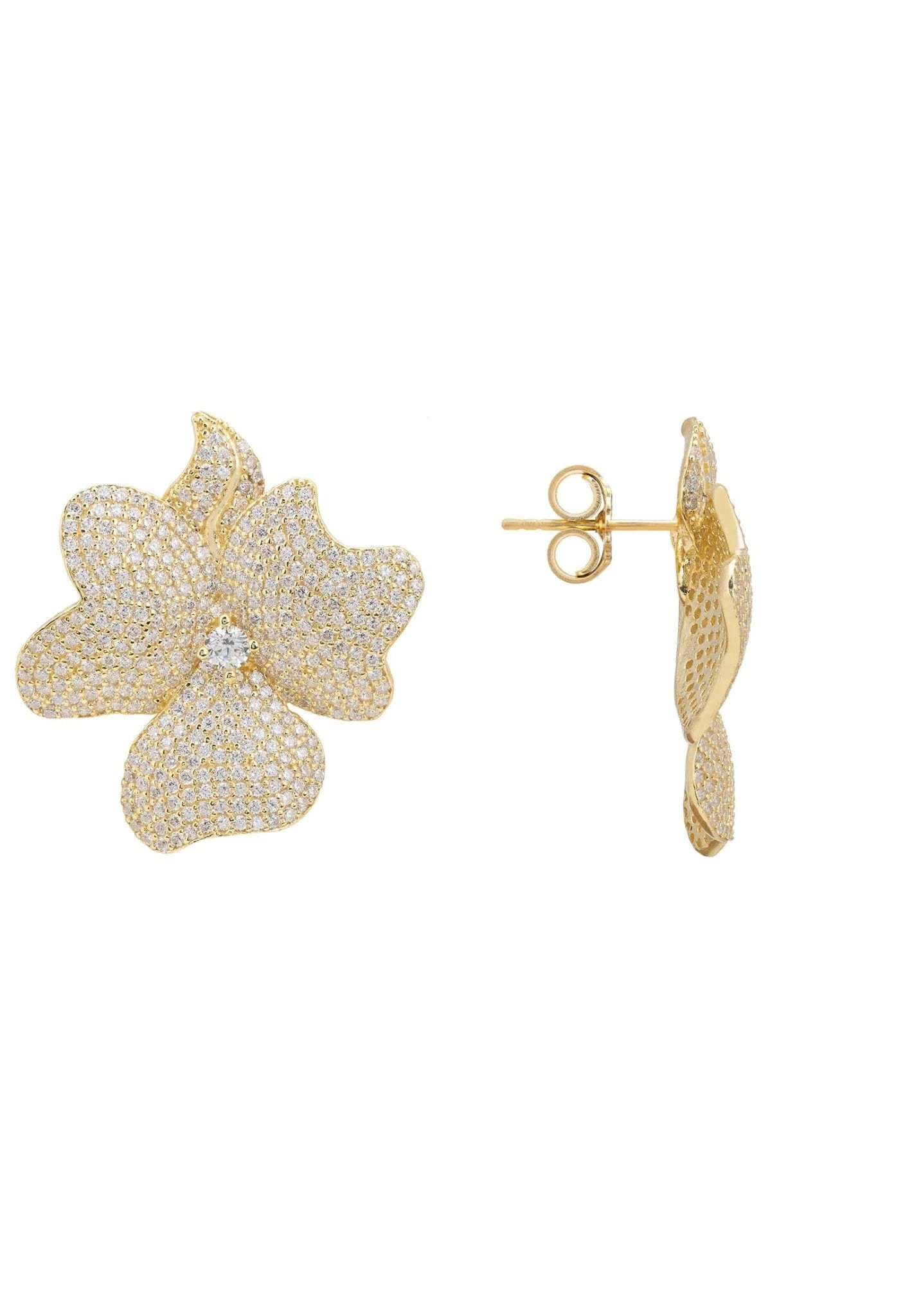 Latelita Flower Large Stud Earrings Gold 3 Latelita Flower Large Stud Earrings Gold - Image 3