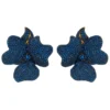 Latelita Flower Large Stud Earrings Gold Sapphire Blue