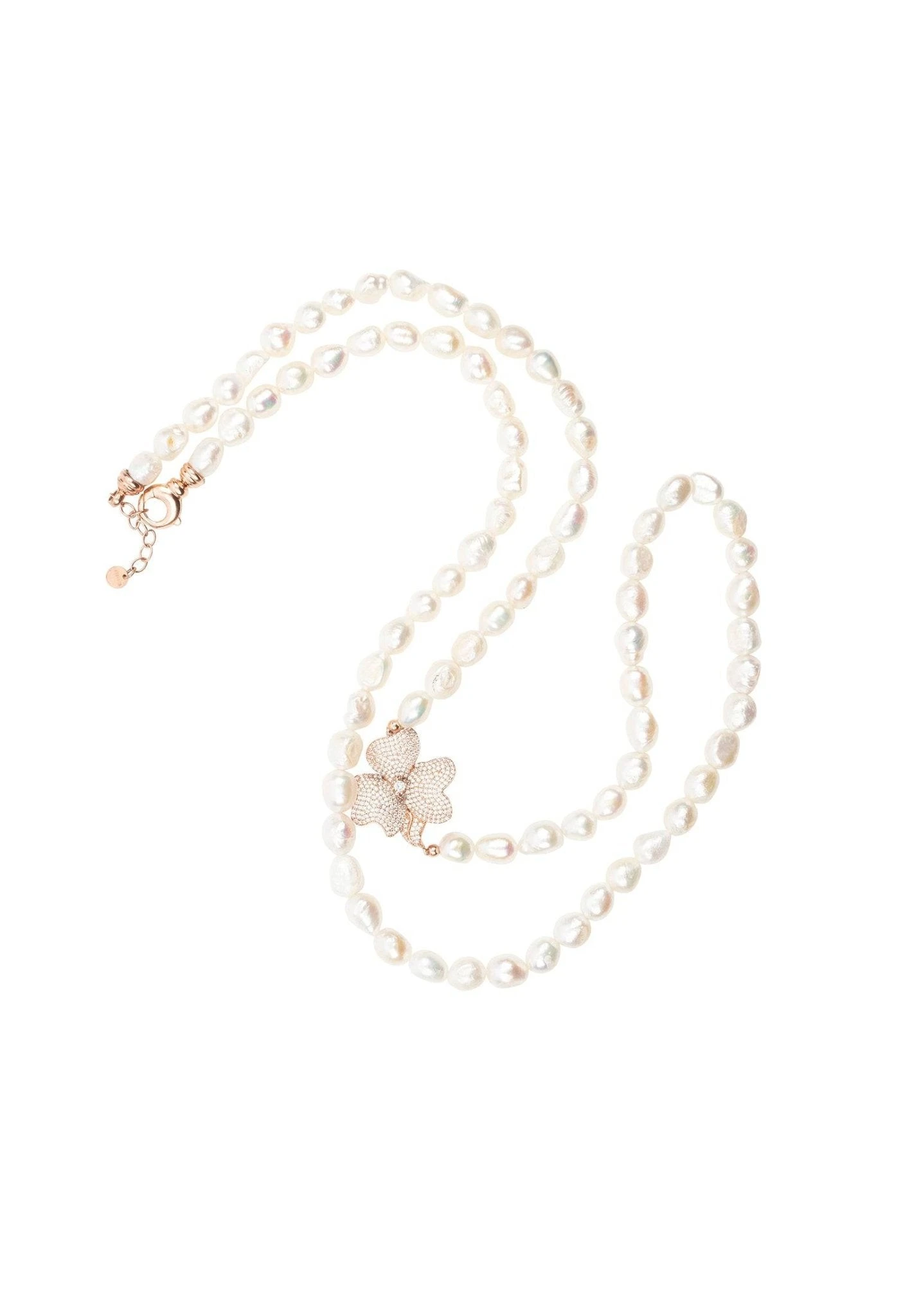 Latelita Flower Pearl Gemstone Long Necklace White Cz Rosegold 4 Latelita Flower Pearl Gemstone Long Necklace White Cz Rosegold - Image 4