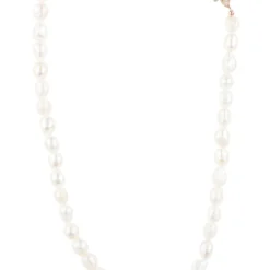 Latelita Flower Pearl Gemstone Long Necklace White Cz Rosegold