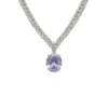 Latelita Garbo Oval Gemstone Tennis Necklace Lilac Amethyst Silver