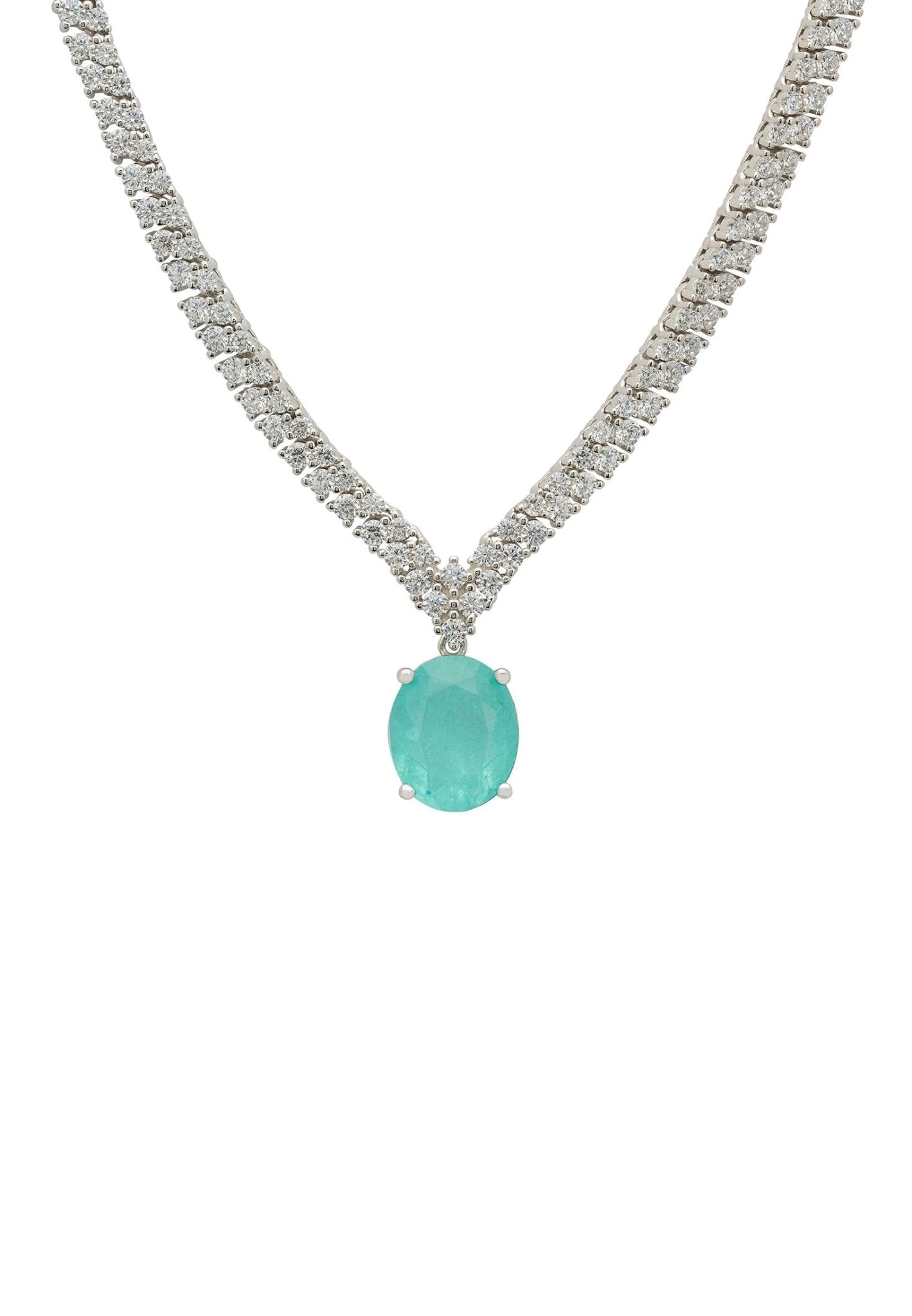 Latelita Garbo Oval Gemstone Tennis Necklace Paraiba Tourmaline Silver 1 Latelita Garbo Oval Gemstone Tennis Necklace Paraiba Tourmaline Silver