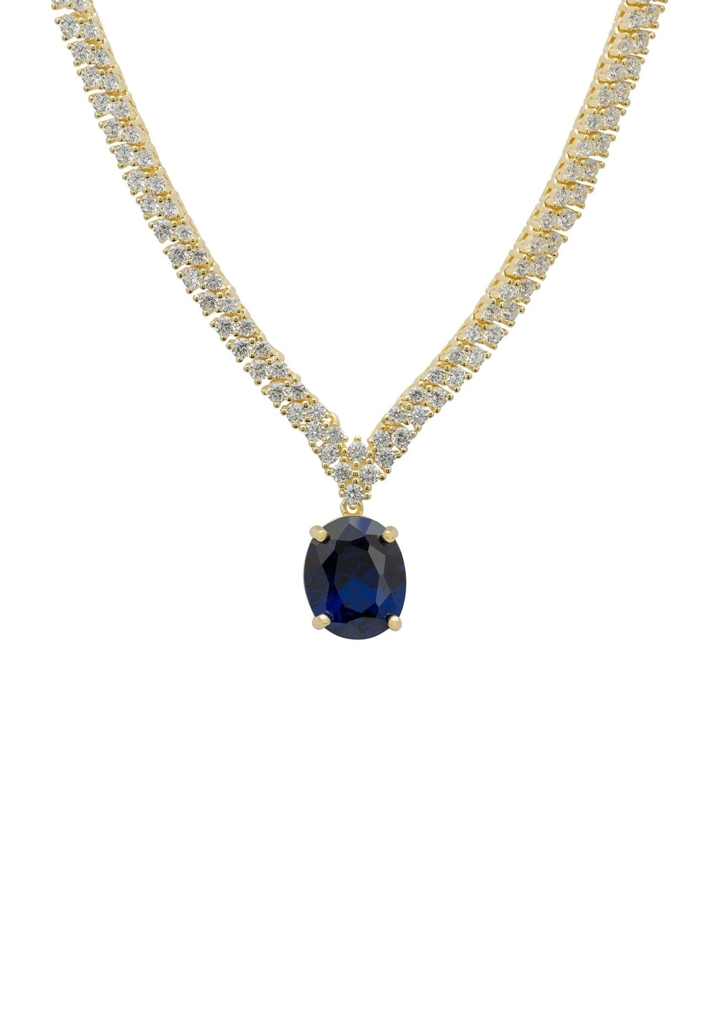 Latelita Garbo Oval Gemstone Tennis Necklace Sapphire Gold 1 Latelita Garbo Oval Gemstone Tennis Necklace Sapphire Gold