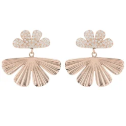 Latelita Ginkgo Leaf Drop Earrings Rosegold