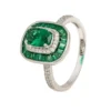 Latelita Great Gatsby Cocktail Ring Emerald Silver