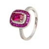 Latelita Great Gatsby Cocktail Ring Ruby Silver