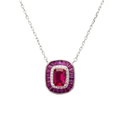 Latelita Great Gatsby Pendant Necklace Ruby Silver