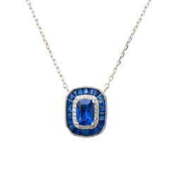 Latelita Great Gatsby Pendant Necklace Sapphire Silver