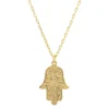 Latelita Hamsa Evil Eye Embossed Pendant Necklace Gold