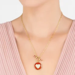 Latelita Heart Enamel Lariat Necklace Gold -Cheap Gemiracle Store heart enamel lariat necklace gold 701630