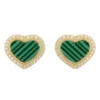 Latelita Heart Enamel Malachite Stud Earrings Gold