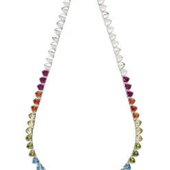Latelita Heart Garland Rainbow Gemstone Necklace Silver -Cheap Gemiracle Store heart garland rainbow gemstone necklace silver 871537