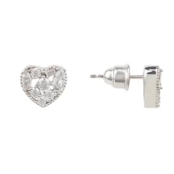 Latelita Heart Sparkling Stud Earrings Silver -Cheap Gemiracle Store heart sparkling stud earrings silver 367886