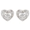 Latelita Heart Sparkling Stud Earrings Silver
