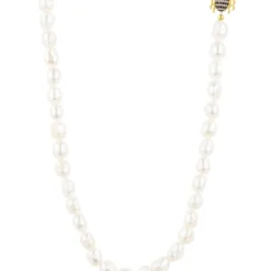 Latelita Honey Bee Pearl Gemstone Long Necklace Gold