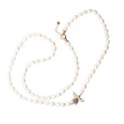Latelita Honey Bee Pearl Gemstone Long Necklace Rosegold -Cheap Gemiracle Store honey bee pearl gemstone long necklace rosegold 438725