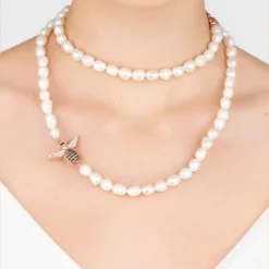 Latelita Honey Bee Pearl Gemstone Long Necklace Rosegold -Cheap Gemiracle Store honey bee pearl gemstone long necklace rosegold 496266