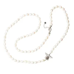 Latelita Honey Bee Pearl Gemstone Long Necklace Silver -Cheap Gemiracle Store honey bee pearl gemstone long necklace silver 673468