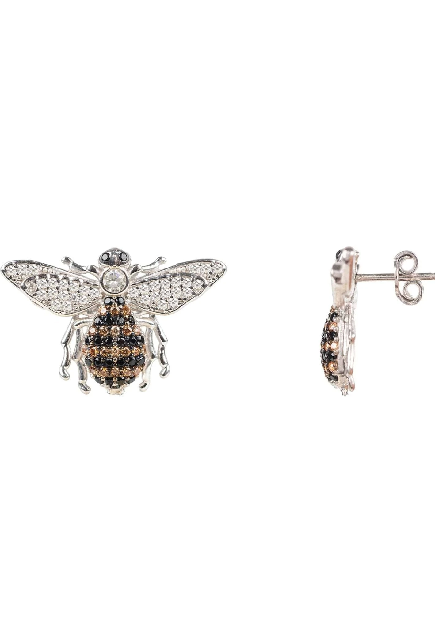 Latelita Honey Bee Stud Earrings Silver 3 Latelita Honey Bee Stud Earrings Silver - Image 3