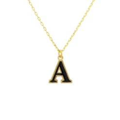 Latelita Initial Enamel Necklace Gold A
