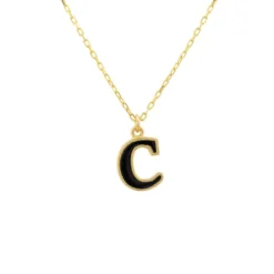 Latelita Initial Enamel Necklace Gold C