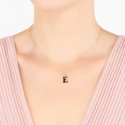 Latelita Initial Enamel Necklace Gold E -Cheap Gemiracle Store initial enamel necklace gold e 172265