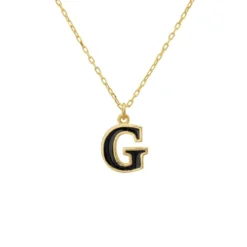 Latelita Initial Enamel Necklace Gold G