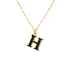 Latelita Initial Enamel Necklace Gold H