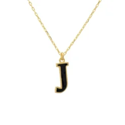 Latelita Initial Enamel Necklace Gold J