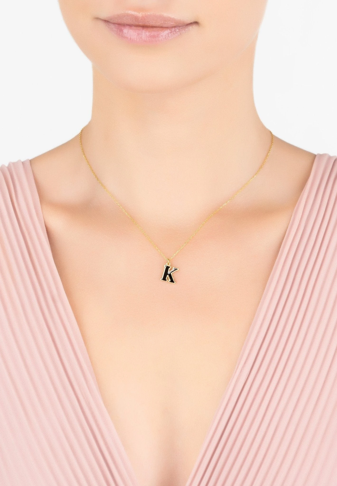 Latelita Initial Enamel Necklace Gold K 2 Latelita Initial Enamel Necklace Gold K - Image 2