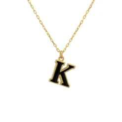 Latelita Initial Enamel Necklace Gold K